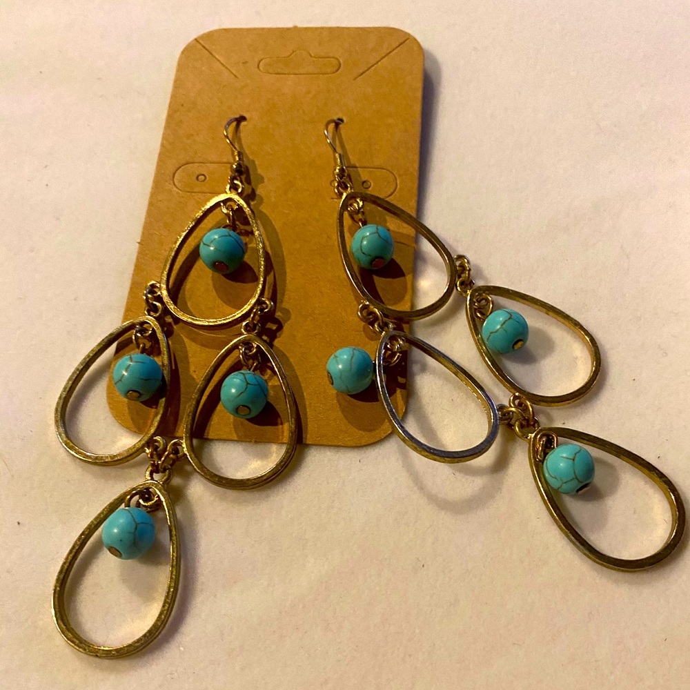 Beautiful Turquoise & Gold Earrings